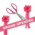 Grand Opening Kit-36" Ceremonial Scissors, Ribbon, Bows (Silver/Pink)